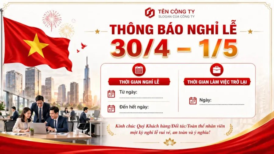 Prompt thông báo nghỉ lễ 30/4 và 1/5 dành cho công ty