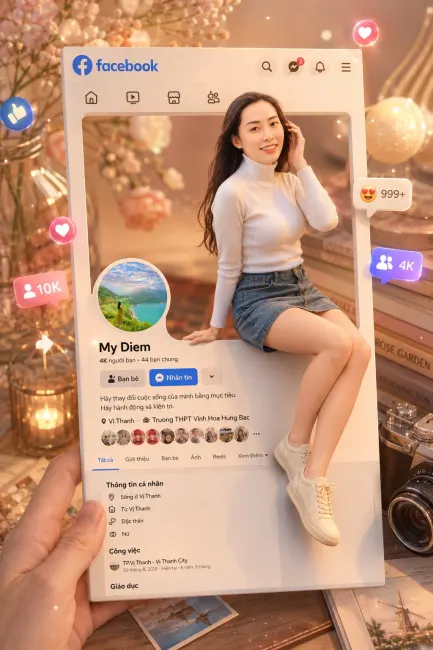 Prompt tạo ảnh trang cá nhân facebook Nữ